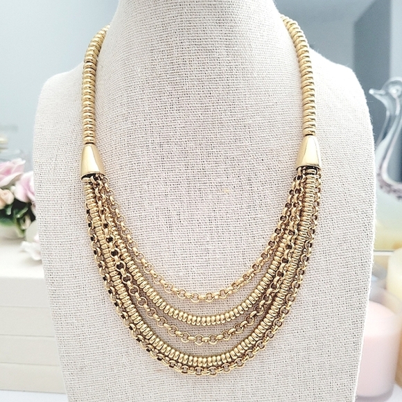 Monet Jewelry - VINTAGE Monet multi-strand bib gold tone necklace